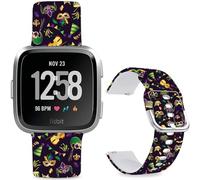 Hepsun Pattern Printed Bands Compatible with Fitbit Versa 2, Soft Silicone Straps Compatible Fitbit Versa Lite/SE for Women Men Teens. (Venice Carnival Mask)
