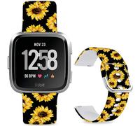 Hepsun Pattern Printed Bands Compatible with Fitbit Versa 2, Soft Silicone Straps Compatible Fitbit Versa Lite/SE for Women Men Teens. (Sunflower)