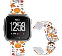Hepsun Pattern Printed Bands Compatible with Fitbit Versa 2, Soft Silicone Straps Compatible Fitbit Versa Lite/SE for Women Men Teens. (Thanksgiving Turkey)