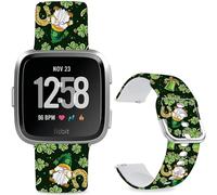 Hepsun Pattern Printed Bands Compatible with Fitbit Versa 2, Soft Silicone Straps Compatible Fitbit Versa Lite/SE for Women Men Teens. (Green Dwarf)