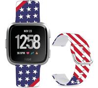 Hepsun Pattern Printed Bands Compatible with Fitbit Versa/2, Soft Silicone Straps Compatible Fitbit Versa Lite/SE for Women Men Teens. (Stars and Stripes)
