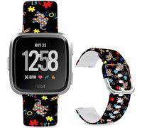 Hepsun Pattern Printed Bands Compatible with Fitbit Versa 2, Soft Silicone Straps Compatible Fitbit Versa Lite/SE for Women Men Teens. (Colorful Elephant)