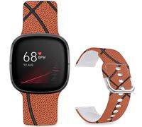 Hepsun Pattern Printed Watch Bands Compatible with Fitbit 4/3/ Fitbit Sense 2/Sense, Sport Soft Silicone Straps for Women Men Teens. (Basketball)