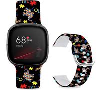 Hepsun Pattern Printed Watch Bands Compatible with Fitbit 4/3/ Fitbit Sense 2/Sense, Sport Soft Silicone Straps for Women Men Teens. (Colorful Elephant)