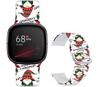 Hepsun Pattern Printed Watch Bands Compatible with Fitbit 4/3/ Fitbit Sense 2/Sense, Sport Soft Silicone Straps for Women Men Teens. (White Santa Claus)
