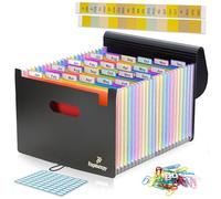Heptazopy File Organiser, 26 Folders for Paperwork A4, 34 x 25 x 4 cm Document Organiser Quality PP, Flap & Elastic Cord Closure Comes with Labels, Tags & Sticker Card