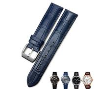 HEPUP 18mm 20mm 22mm True Cowhide Leather Strap Butterfly Clasp Watchband Suitable For Omega Seamaster 300 Bracelet, Dark blue silver 1, 18mm
