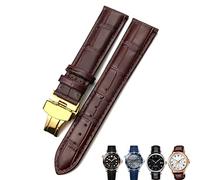 HEPUP 18mm 20mm 22mm True Cowhide Leather Strap Butterfly Clasp Watchband Suitable For Omega Seamaster 300 Bracelet, Brown brown rose, 20mm