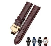 HEPUP 18mm 20mm 22mm True Cowhide Leather Strap Butterfly Clasp Watchband Suitable For Omega Seamaster 300 Bracelet, Brown brown rose-01, 18mm