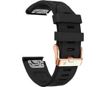 HEPUP 20mm Watch Band Replacement for Garmin fenix 5S/5S Plus/6S/7S/Instinct 2S/D2, Quick Fit Soft Silicone Strap with Rose Gold Buckle Breathable Waterproof Wristband Accessory(Black 5.3"-8.2")
