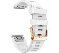 HEPUP 20mm Watch Band Replacement for Garmin fenix 5S/5S Plus/6S/7S/Instinct 2S/D2, Quick Fit Soft Silicone Strap with Rose Gold Buckle Breathable Waterproof Wristband Accessory(2023 White 5.3"-8.2")