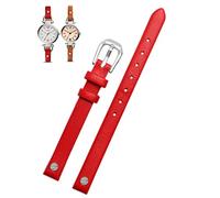 HEPUP Fashion Genuine leather watchband for fossil ES4340 ES4119 ES4000 3745 3861 4026 Women bracelet Wrist strap 8mm with screw (Color : Red Silver, Size : 8mm)