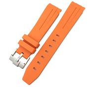 HEPUP For Rolex Submariner Hulk GMT Milgauss Yacht Master Deepsea Rubber Watchband 19mm 20mm 21mm 22mm Silicone Strap (Color : Orange, Size : 21mm Silver buckle)