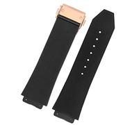 HEPUP Watch Band For HUBLOT BIG BANG Silicone 25 * 19mm Waterproof Men Watch Strap Chain Watch Accessories Rubber Watch Bracelet (Color : Striped blackrose, Size : 25-19mm)