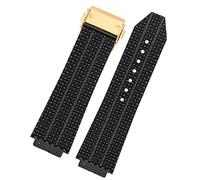 HEPUP Watch Band For HUBLOT BIG BANG Silicone 25 * 19mm Waterproof Men Watch Strap Chain Watch Accessories Rubber Watch Bracelet (Color : Particlesblackgold, Size : 25-19mm)