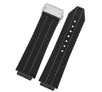 HEPUP Watch Band For HUBLOT BIG BANG Silicone 25 * 19mm Waterproof Men Watch Strap Chain Watch Accessories Rubber Watch Bracelet (Color : Particlesblacksilver, Size : 25-19mm)