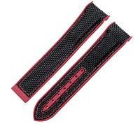 HEPUP Watch Bracelet For Omega 300 SEAMASTER 600 PLANET OCEAN Folding Buckle Silicone Nylon Strap Watch Accessories Watch Band, Black Red, 22 mm