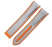 HEPUP Watch Bracelet For Omega 300 SEAMASTER 600 PLANET OCEAN Folding Buckle Silicone Nylon Strap Watch Accessories Watch Band, Grey orange, 22 mm
