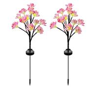 HEPVET Solar Garden Lights,2pcs Flower Solar Lights Outdoor, 7 Color Changing Flower Lights for Yard,IP65 Waterproof Garden Stake Lights, Solar Landscape Lights for Walkway, Patio, Garden, Pathway