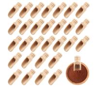 Hepzest 30 Pieces Salt Spoons Small Wooden Spoon with Short Handle Mini Wooden Spoon,for Condiments,Ice Cream, Coffee,Tea,Jam