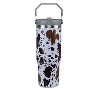 Heqianco Cow Print Gifts for Women 30oz Tumbler with Handle Cow Print Cup Insulated Tumblers with Flip Straw and Top Handle Stainless Steel 30oz Coffee Mug