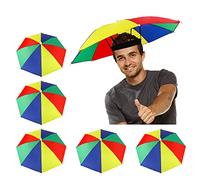 Heqishun 5 Pack Umbrella Hat with Elastic Band, Fishing Umbrella Hat for Adults Kids Women Men, Umbrella Hat for Outdoor Activities,Multi-coloured,50 centimeters