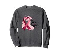 Her Battle, Our Support - Breast Cancer Awareness Sweatshirt, Adult Unisex, Dark Heather Grey, L