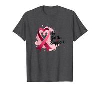 Her Battle, Our Support - Breast Cancer Awareness T-Shirt, Men, Dark Heather Grey, 3XL