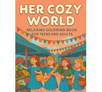 Her Cozy World: Relaxing Coloring Book For Teens and Adults: Easy-to-Color 8.5x11 Inch Black-and-White Drawings of Girls in Peaceful, Lovely, and Comforting Everyday Scenes and Moments
