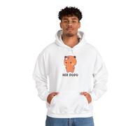 Her Dudu with Slipper on Head Hit by Bubu Unisex Heavy Blend Hooded Sweatshirt - Cozy and Fun, White, Medium