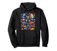 Her Fight Is My Fight Autism Puzzle Ribbon Pullover Hoodie