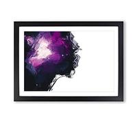 Her Galaxy in Pink & Purple in Abstract Framed Print | A2 Black Framed Wall Art | Ready to Hang | Abstract Space Picture | Living Room Bedroom Lounge Office