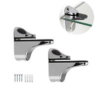Her Kindness 2 Pack Glass Bracket Shelf, Modern Style, 2 Shelves, Wall Mount, Brushed Nickel Finish, 8.2 cm x 8.2 cm, 5 kg Capacity Each, Bathroom