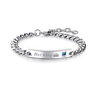 Her King Bracelets His Queen Couple Bracelets with Crytal Stone Boyfriend Girlfriend Lover Jewelry