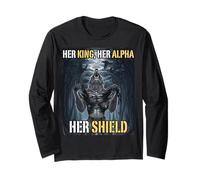 Her King Her Alpha Her Shield Funny Alpha Wolf Meme Long Sleeve T-Shirt