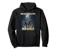 Her King Her Alpha Her Shield Funny Alpha Wolf Meme Pullover Hoodie