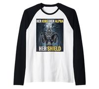 Her King Her Alpha Her Shield Funny Alpha Wolf Meme Raglan Baseball Tee