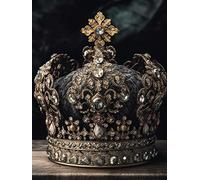 Her King His Queen Grey and Gold Crown Picture Diamond Art Painting Kits for Adults, 5D Romantic DIY Full Round Drill Paint with Diamond Dots, Home Wall Decor 12 x 16 Inch