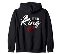 Her King His Queen Pair Couple lovers Back Zip Hoodie