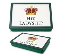 Her Ladyship Lap Trays with Bean Bag Cushion - Bean Bag Laptray for Eating, Working & Breakfast in Bed | Cushioned Lap Tray with Wooden Frame Large 44x34 cm