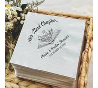 Her Next Chapter Napkins - Personalized Bridal Shower Napkins, Custom Floral Book Napkin, Wedding Party Decoration, White Luncheon Paper for Engagement Wedding Reception