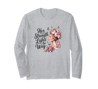 Her Strength Lights The Way - Breast Cancer Awareness Tee Long Sleeve T-Shirt