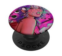 Her Summoning Demon Girl Vaporwave Moon Phases Gothic PopSockets Adhesive PopGrip