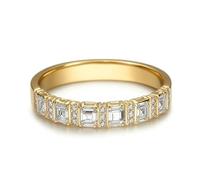 Her Wedding Ring, The Engagement Ring Band Ring with Moissanite 9K Yellow Gold Size L 1/2