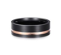Her Wedding Ring, Tungsten Carbide Ring Black Size P 1/2 Matte 8mm Groove Stripes Custom Gifts for Wife Mother'S Day Jewelry