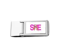 her Women Glasses Art Deco Fashion Slim Money Clip Stainless Holder Pocket Wallet