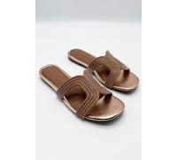 Hera Diamante Embellished Cut-Out Sliders Miss Diva Rose Gold 6