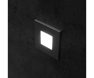 Hera LED recessed wall light Wall F, black, 7.5 x 7.5 cm, sheet metal