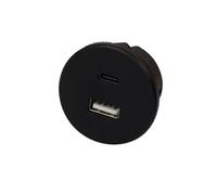 Hera USB-A socket outlet + USB-C, black furniture installation 24V input 20W