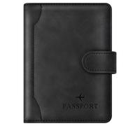 Herain Passport Holder & Case - Family Travel Combo With Passport & Vaccine Card Holder, D-magnetic clasp-black, Magnetic Clasp